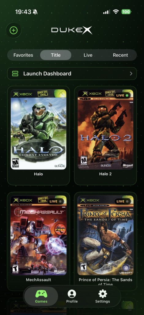 DukeX game library on iPhone